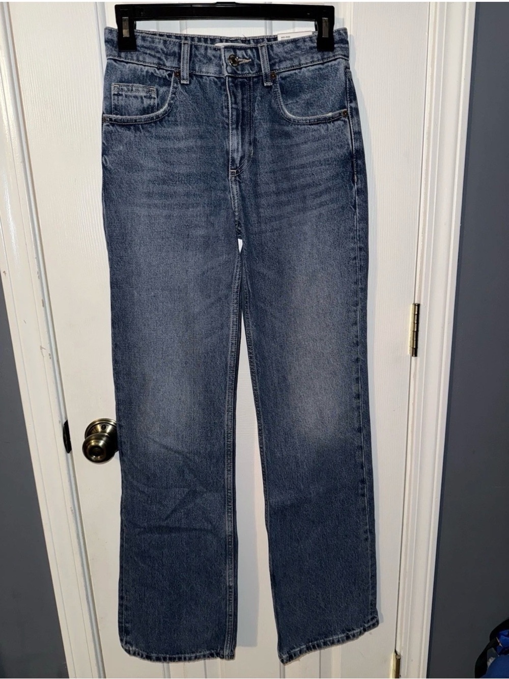 Zara Women's Wide Leg Jeans in Deep Blue